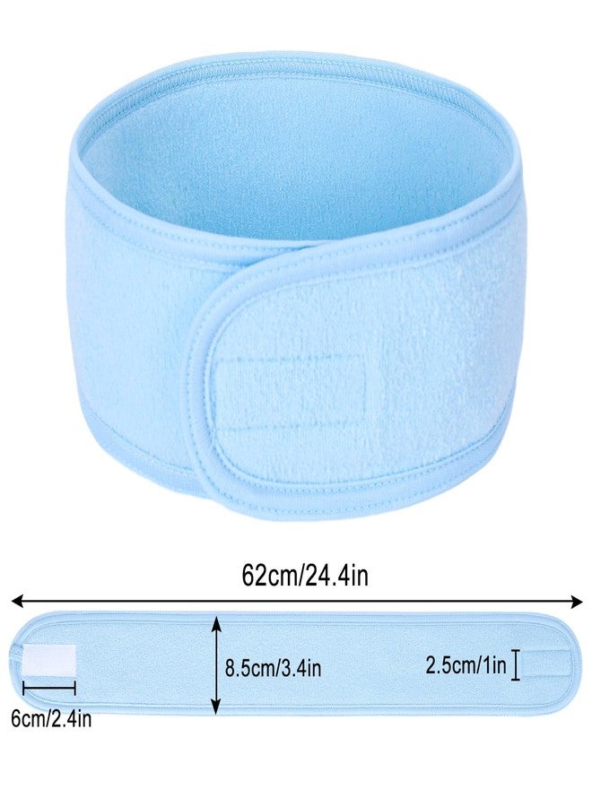 Whaline Spa Facial Headband Head Wrap Terry Cloth Headband 4 Counts Stretch Towel for Bath, Makeup and Sport (Light Blue) - Image 2